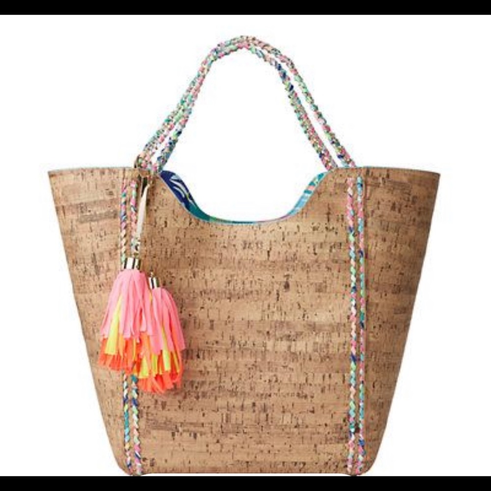 Lilly Pulitzer Oversized Tote with Pom Poms